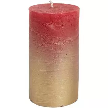 Свеча-столбик «Рустик», 7x13 см, цвет тёмно-красный/золото