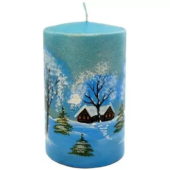 Свеча «Зимушка-зима», цвет голубой
