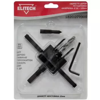 Сверло балеринка по дереву Elitech 1820.079900 30-120 мм