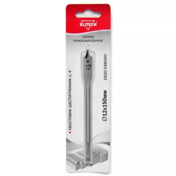 Сверло перовое по дереву Elitech 1820.048000 12x150 мм