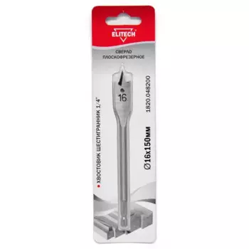Сверло перовое по дереву Elitech 1820.048200 16x150 мм