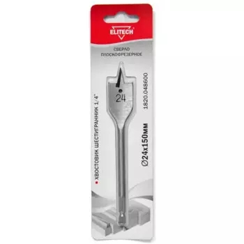 Сверло перовое по дереву Elitech 1820.048600 24x150 мм