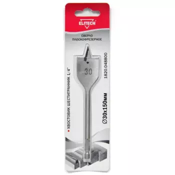 Сверло перовое по дереву Elitech 1820.048800 30x150 мм
