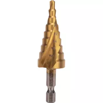 Сверло ступенчатое по металлу Kranz HSS-TiN 4-20x76 мм