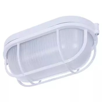 Светильник для бани с решёткой 60 Вт IP54 накладной форма овал, цвет белый