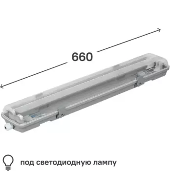 Светильник линейный влагостойкий IEK ДСП 2102 600 мм 2xG13(T8), под светодиодную лампу