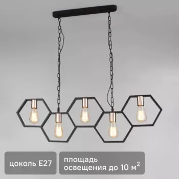 Светильник подвесной Eurosvet Arnia 5 ламп 10 м цвет черный