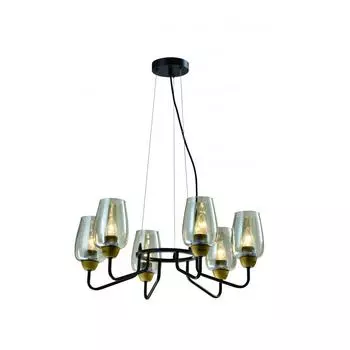 Светильник подвесной Gera, 6 ламп, 18 м², цвет чёрный/золотой
