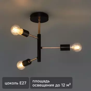 Светильник потолочный Freya FR4010CL-03GB, 3 лампы, 12 м, цвет черный