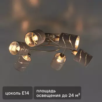 Светильник потолочный Freya FR5001CL-06N, 6 ламп, 24 м, цвет никель/серый