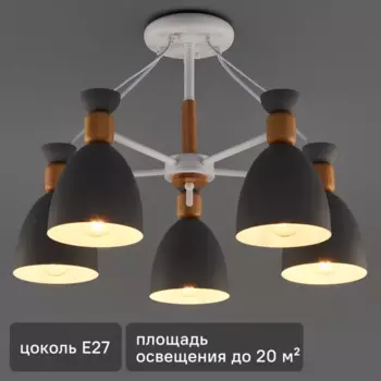 Светильник потолочный Freya FR5033CL-05W, 5 ламп, 20 м, цвет белый/серый