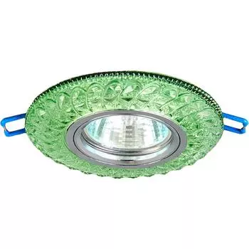 Светильник точечный встраиваемый Elektrostandard «Turin» с LED-подсветкой под отверстие 60 мм, 1 м², цвет зеленый