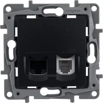 Телефонная/компьютерная розетка встраиваемая Legrand Etika RJ11/RJ45 UTP cat 5e цвет антрацит