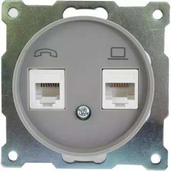 Телефонная/компьютерная розетка встраиваемая Onekey Florence RJ11/RJ45 UTP cat 5e цвет серый