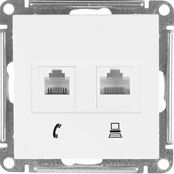 Телефонная/компьютерная розетка встраиваемая Systeme Electric W59 RJ11, цвет белый