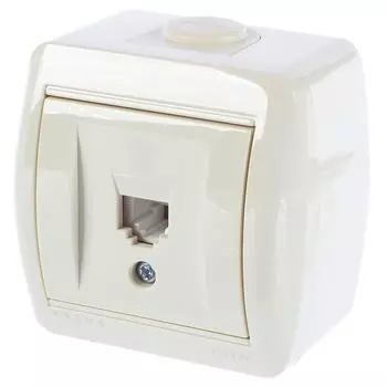 Телефонная розетка накладная Lezard Nata RJ11, цвет кремовый