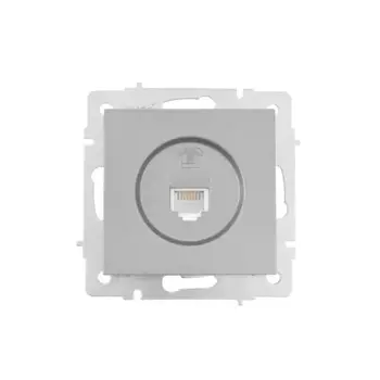 Телефонная розетка встраиваемая Lezard Vesna 742-3588-137 без заземления цвет платина