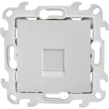 Телефонная розетка встраиваемый Simon 24 RJ11 без заземления со шторкой цвет алюминий