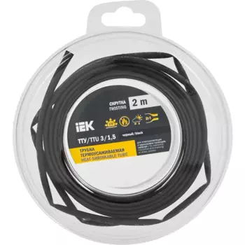 Термоусадочная трубка IEK нг-LS 3/1.5 мм 2 м цвет черный