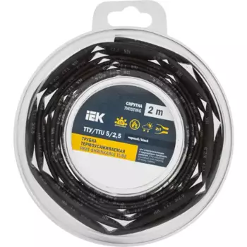 Термоусадочная трубка IEK нг-LS 5/2.5 мм 2 м цвет черный