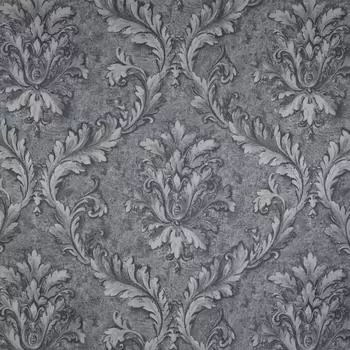 Ткань сатен «Листья» 280 см цвет серый