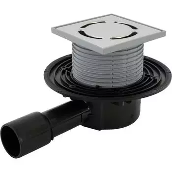 Трап для душа HL 123x123 мм регулируемый по высоте гидрозатвор горизонтальный