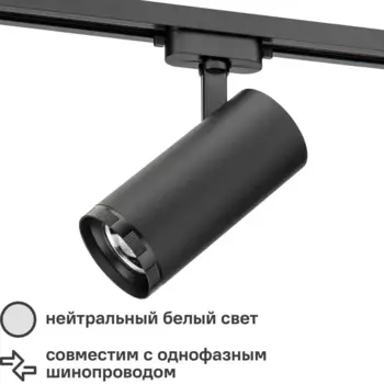 Трековый светильник спот светодиодный с регулировкой фокуса Ritter Artline 80x170мм 30Вт до 15.5м 4000К металл чёрный