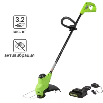Триммер аккумуляторный GreenWorks 2107207SA 24 В 1x2 Ач АКБ и ЗУ входит в комплект