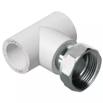 Тройник комбинированный с накидной гайкой Политэк 1"x32 мм ВР полипропилен