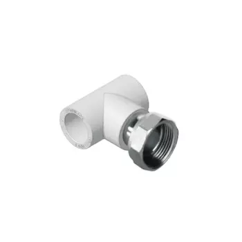 Тройник комбинированный с накидной гайкой Политэк 20x1/2"x20 мм ВР полипропилен