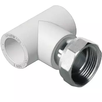 Тройник комбинированный с накидной гайкой Политэк 25x3/4"x25 мм ВР полипропилен