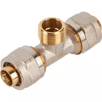 Тройник комбинированный Stout 20x1/2"x20 мм НР латунь