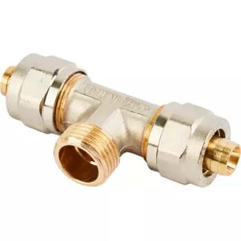 Тройник комбинированный Stout 16x1/2"x16 мм НР латунь