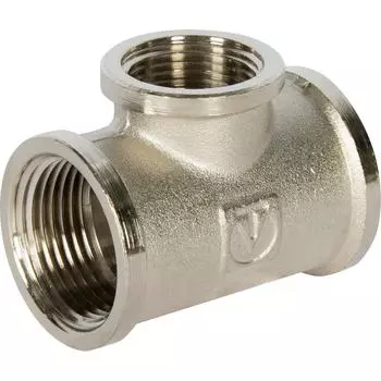 Тройник Valtec переходной внутренняя резьба 1"x3/4"x1" никелированная латунь VTr.750.N.0605