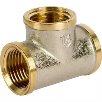 Тройник внутренняя резьба 1/2" никелерованная латунь