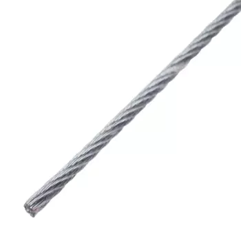Трос стальной для растяжки DIN 3055 1 мм цвет серебро, на отрез