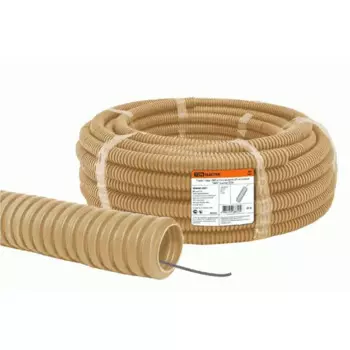 Труба гофрированная ПВХ D16 мм 25 м цвет сосна