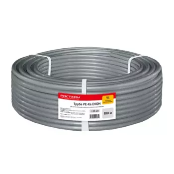 Труба из сшитого полиэтилена для отопления Ростерм PE-Xa EVOH 20x2.8 мм PN16 1 м на отрез бухта 100 м серая