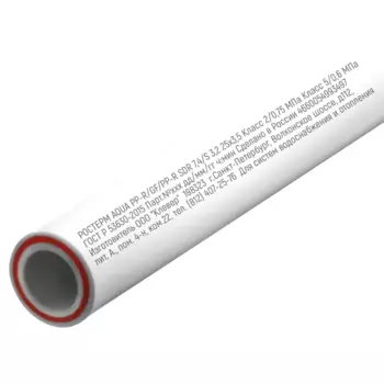 Труба полипропиленовая Ростерм Aqua армированная стекловолокном 25x3.5 мм SDR 7.4 PN 20 4 м