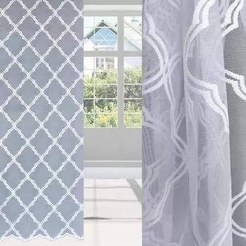 Тюль 1 м/п 4039 Геометрия жаккард 280 см цвет белый