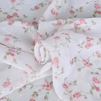 Тюль «Цветы» 1 п/м 280 см лён цвет красный