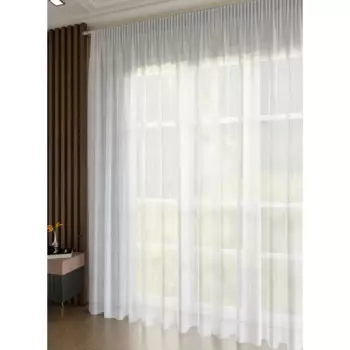 Тюль на ленте Андреа 300x280 см полоски цвет бело-серый