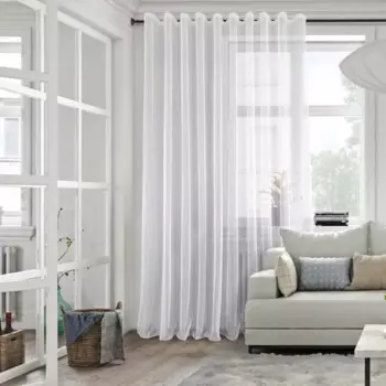 Тюль на ленте для кухни Сэлби 300x280 см полоска цвет экрю