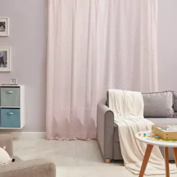 Тюль на ленте Лютик 250x260 см цвет розовый