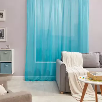 Тюль на ленте с утяжелителем Капри 250x260 см цвет бирюзовый