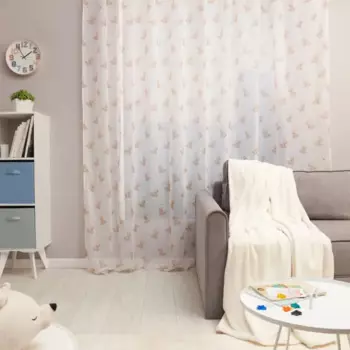 Тюль на ленте Сонный мишка 300x280 см цвет розовый