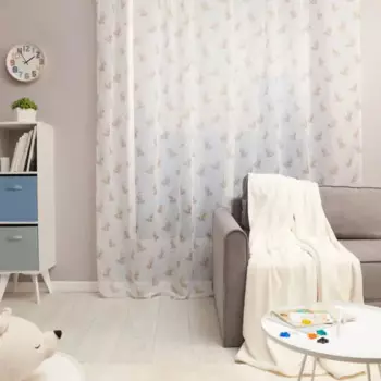 Тюль на ленте Сонный мишка 300x280 см цвет голубой