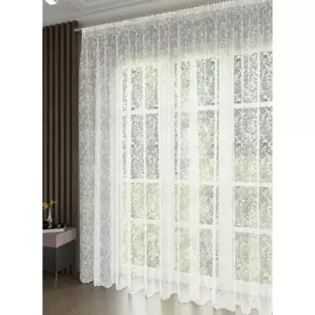 Тюль на ленте Вензель 300x280 см цвет белый