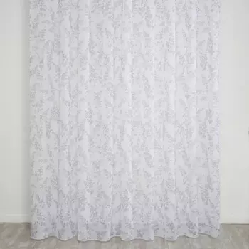 Тюль на шторной ленте Фрейя 300x260 см цвет серый