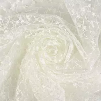 Тюль с вышивкой на сетке «Круги» 1 п/м 280 см цвет кремовый